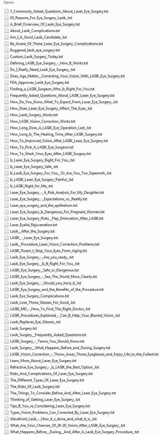 Lasik Eye Surgery PLR Articles